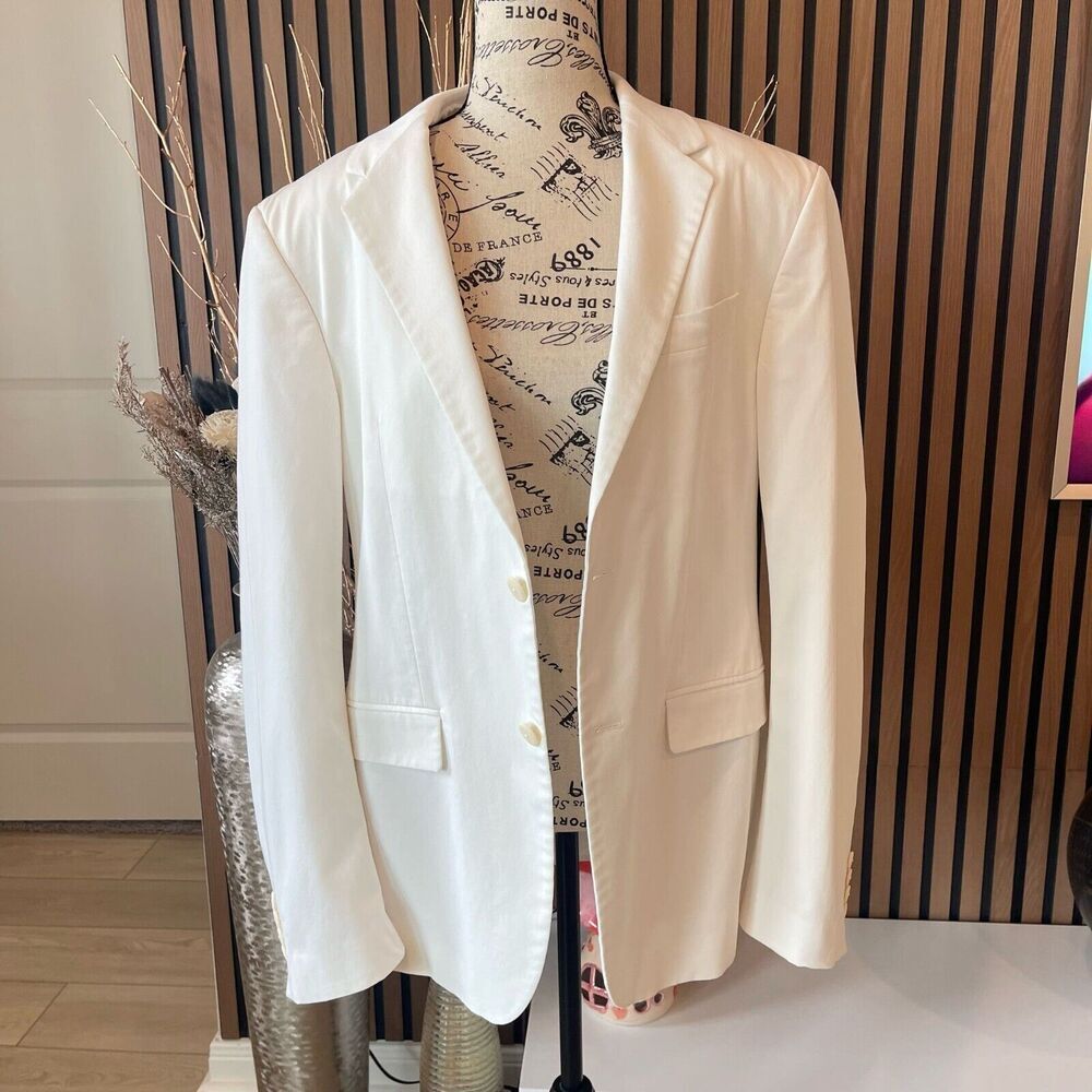 Zara Womens Suit Blazer US 4 D White Open front Lined officewear workwear formal